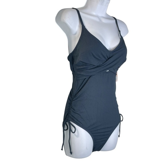 Charmo Ruched One Piece Swimsuit V Neck Monokini Bath Suit Tie Side Swimwear - Picture 5 of 12